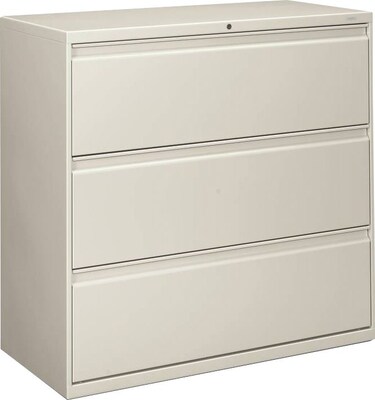 Hon® Brigade® 800 Series 3-Drawer Lateral File Cabinet, Light Gray, Legal (893LQ)