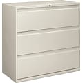 Hon® Brigade® 800 Series 3-Drawer Lateral File Cabinet, Light Gray, Legal (893LQ)