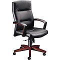 HON Park Avenue Executive/Office Chair, Leather, Black/Mahogany Finish, Seat: 20W x 17.63D, Back: 20W x 26 1/4H