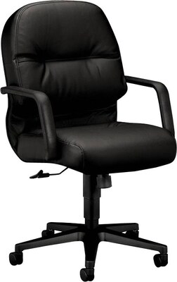 HON 2090 Series Leather Executive Mid-Back Chair, Black (H2092SR11T)