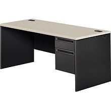 HON 38000 Series Right Pedestal Desk, Gray/Charcoal, 29 1/2H x 66W x 30D