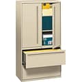HON® 700 Series 2 Drawer Lateral File Cabinet w/Roll-Out & Posting Shelves, Putty, Letter/Legal, 36