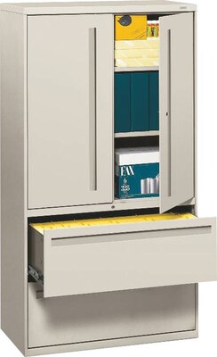 HON® 700 Series 2 Drawer Lateral File Cabinet w/Roll-Out & Posting Shelves, Light Grey, Letter/Legal