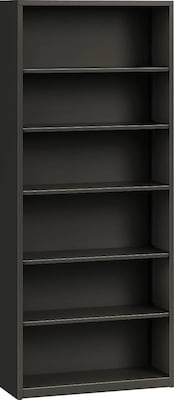 HON Brigade 6-Shelf Metal Bookcase, 81 1/8"H x 34 1/2"W x 12.63"D, Charcoal (S82ABCS)