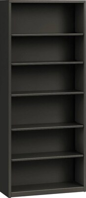 HON Brigade 6-Shelf Metal Bookcase, 81 1/8"H x 34 1/2"W x 12.63"D, Charcoal (S82ABCS)