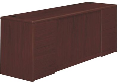 HON® 10700 Series with Full-Height Pedestals in Mahogany, Credenza with Doors