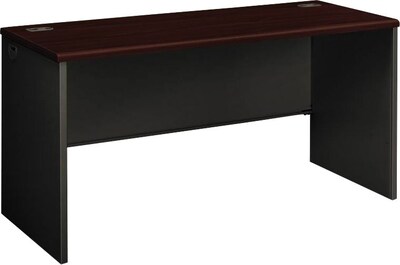 HON 38000 Series Desk Shell, 60"W, Mahogany/Charcoal, 29 1/2"H x 60"W x 24"D