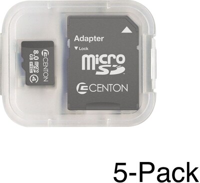 Centon Micro SDHC™ Cards; Class 4, 8GB, 5 Pack