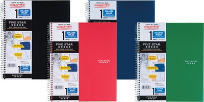 Five Star 1-Subject Notebooks, 8.5" x 11", College Ruled, 100 Sheets (06206/08076)