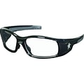 Crews Swagger Brash Look Polycarbonate Dual Lens Glasses Safety Glasses, Black/Clear (SR110)