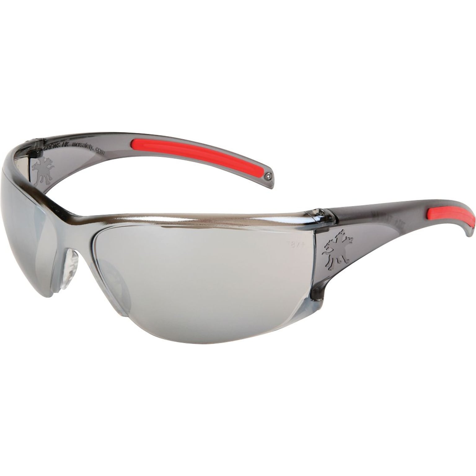 Crews HellKat™ HK117 Safety Glasses, Smoke Frame, Silver Mirror Lens