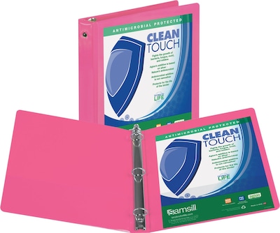 Samsill Clean Touch 4 3-Ring View Binders, Berry Pink (17396/17296)