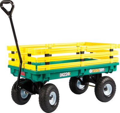 Millside Industries Polypropylene 20 x 38 Kids Wagon, Green With Yellow