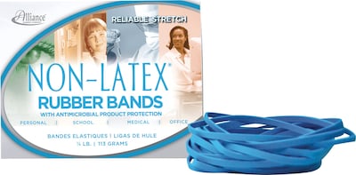 Alliance Non-Latex Rubber Bands, #19, Cyan Blue, 1/4 lb. Box