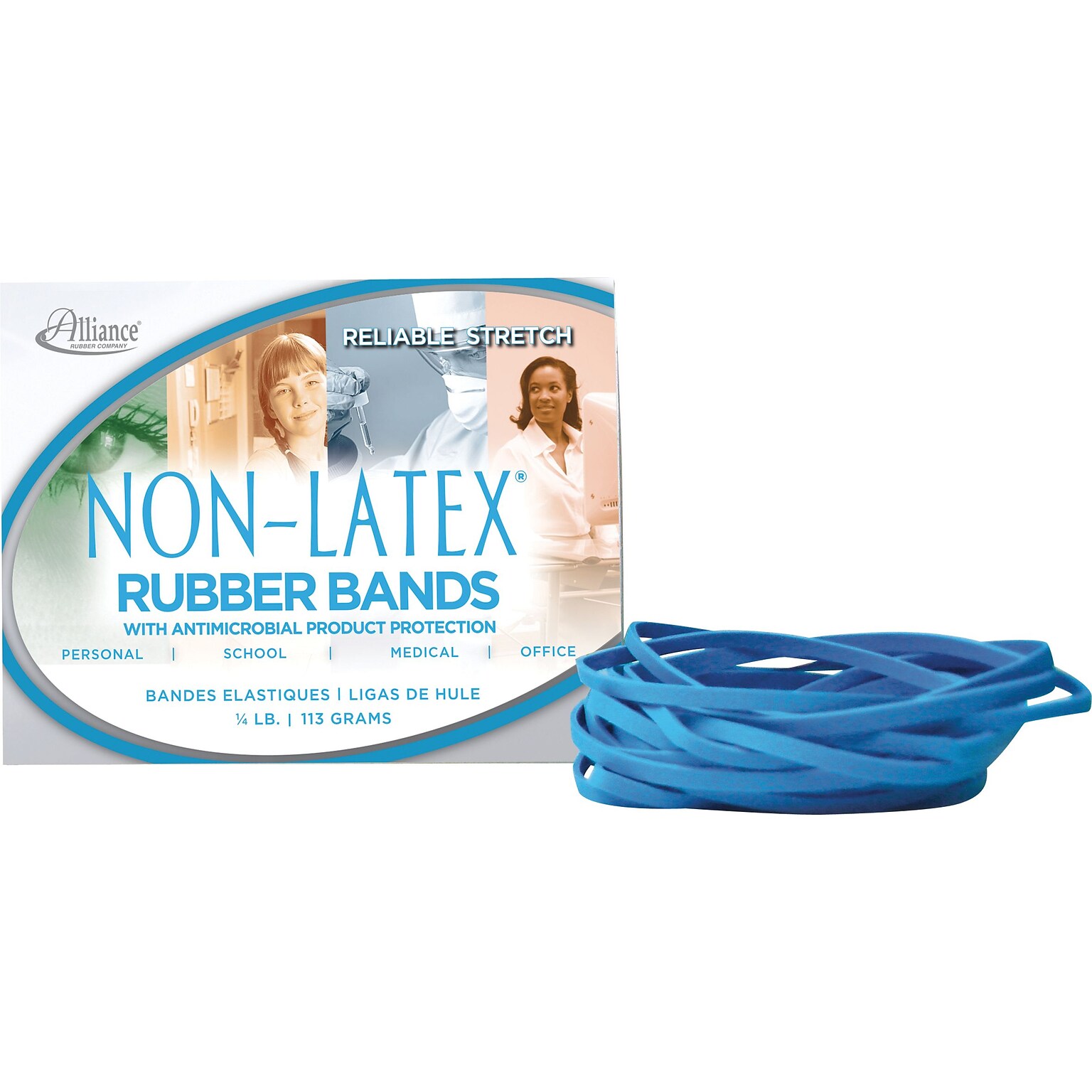 Alliance Rubber Multi-Purpose #19 Rubber Bands, 3.5 x .0625, Non-Latex, Blue, 360/Pack (42199)
