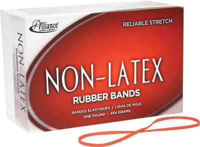 Alliance®  Non-Latex Rubber Bands; #54 (Assorted sizes) Orange, 1 lb. Box