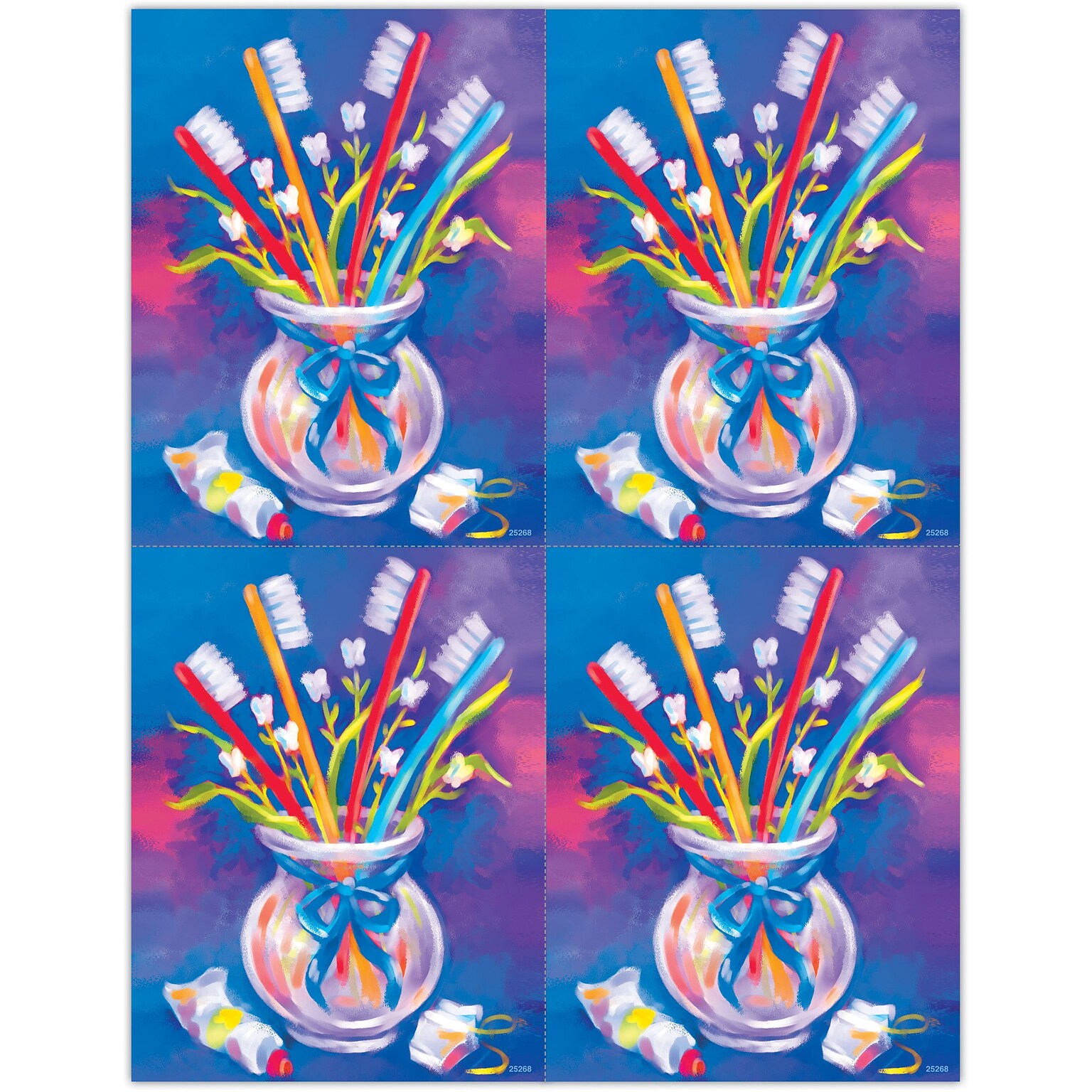 Dental Postcards; for Laser Printer; Toothbrushes in a Cup, 100/Pk