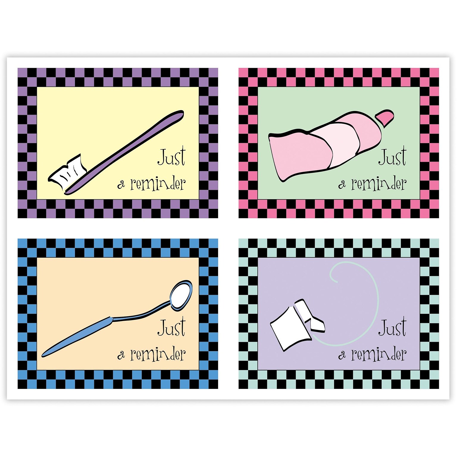 Dental Assorted Postcards; for Laser Printer; Just A Reminder, 100/Pk