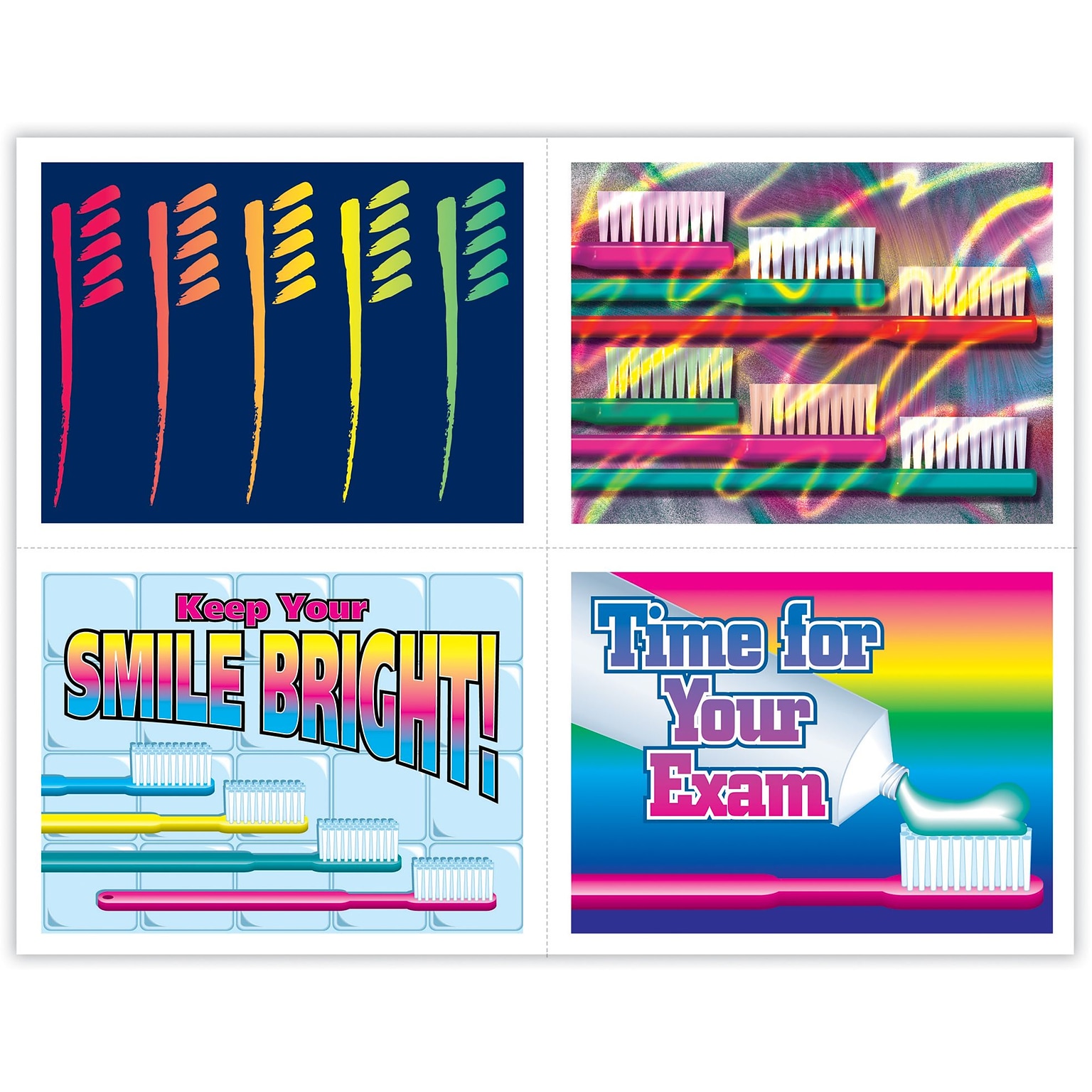 Dental Assorted Postcards; for Laser Printer; Bright Brushes, 100/Pk