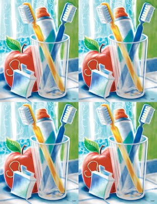 Dental Postcards; for Laser Printer; Toothbrush Scene, 100/Pk