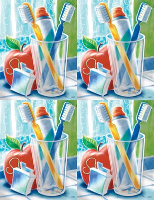 Dental Postcards; for Laser Printer; Toothbrush Scene, 100/Pk