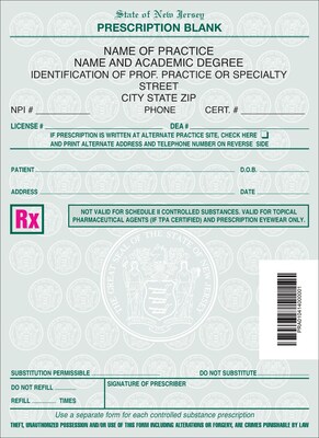 Medical Arts Press® Single Copy Rx, New Jersey, Optometrist