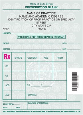 Medical Arts Press® Single Copy Rx, New Jersey, Eyewear