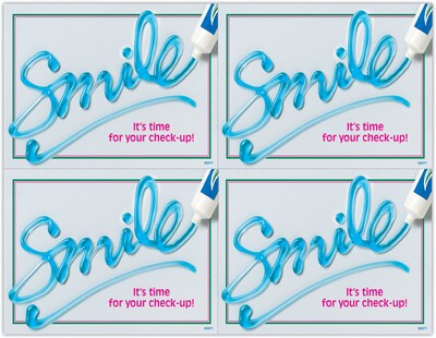 Graphic Image Postcards; for Laser Printer; Toothpaste Smile, 100/Pk