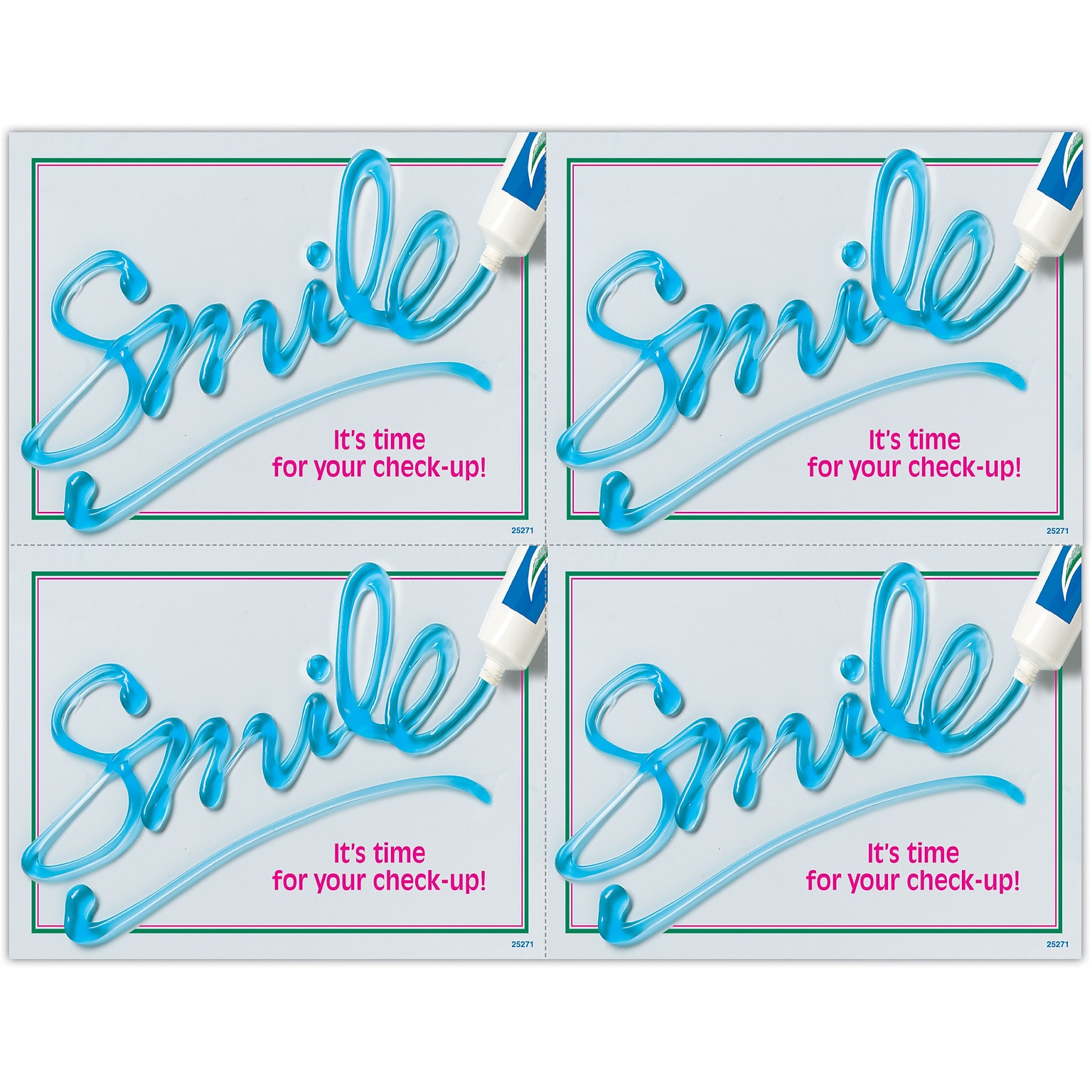 Graphic Image Postcards; for Laser Printer; Toothpaste Smile, 100/Pk