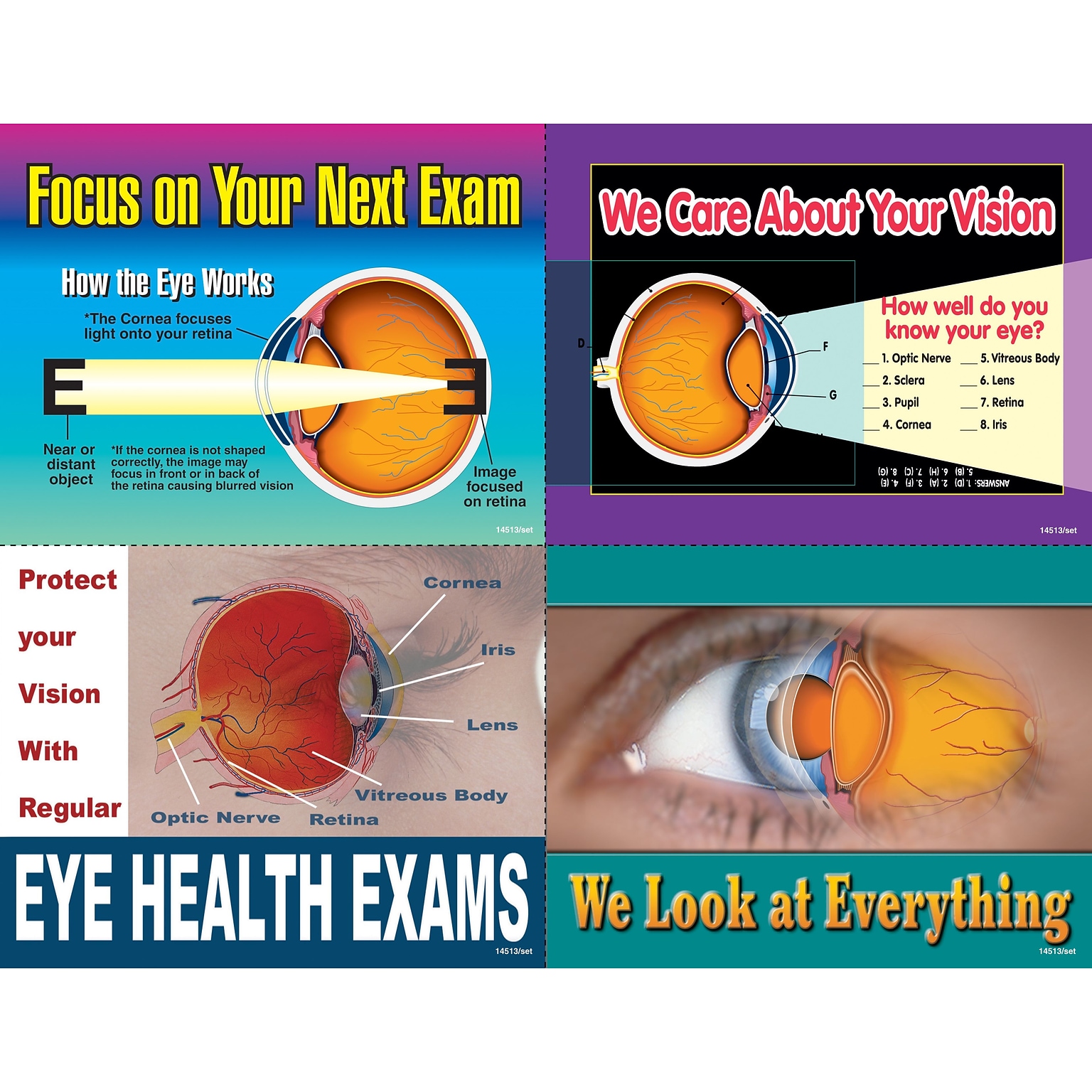 Eye Care Assorted Postcards; for Laser Printer; Eye Exam, 100/Pk