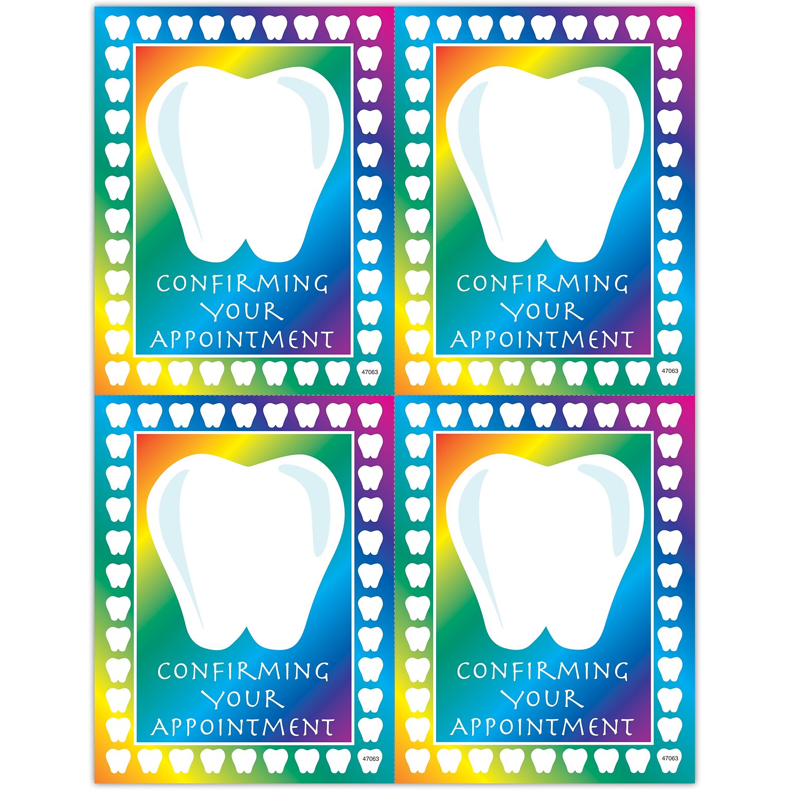 Graphic Image Postcards; for Laser Printer; Tooth Confirm, 100/Pk