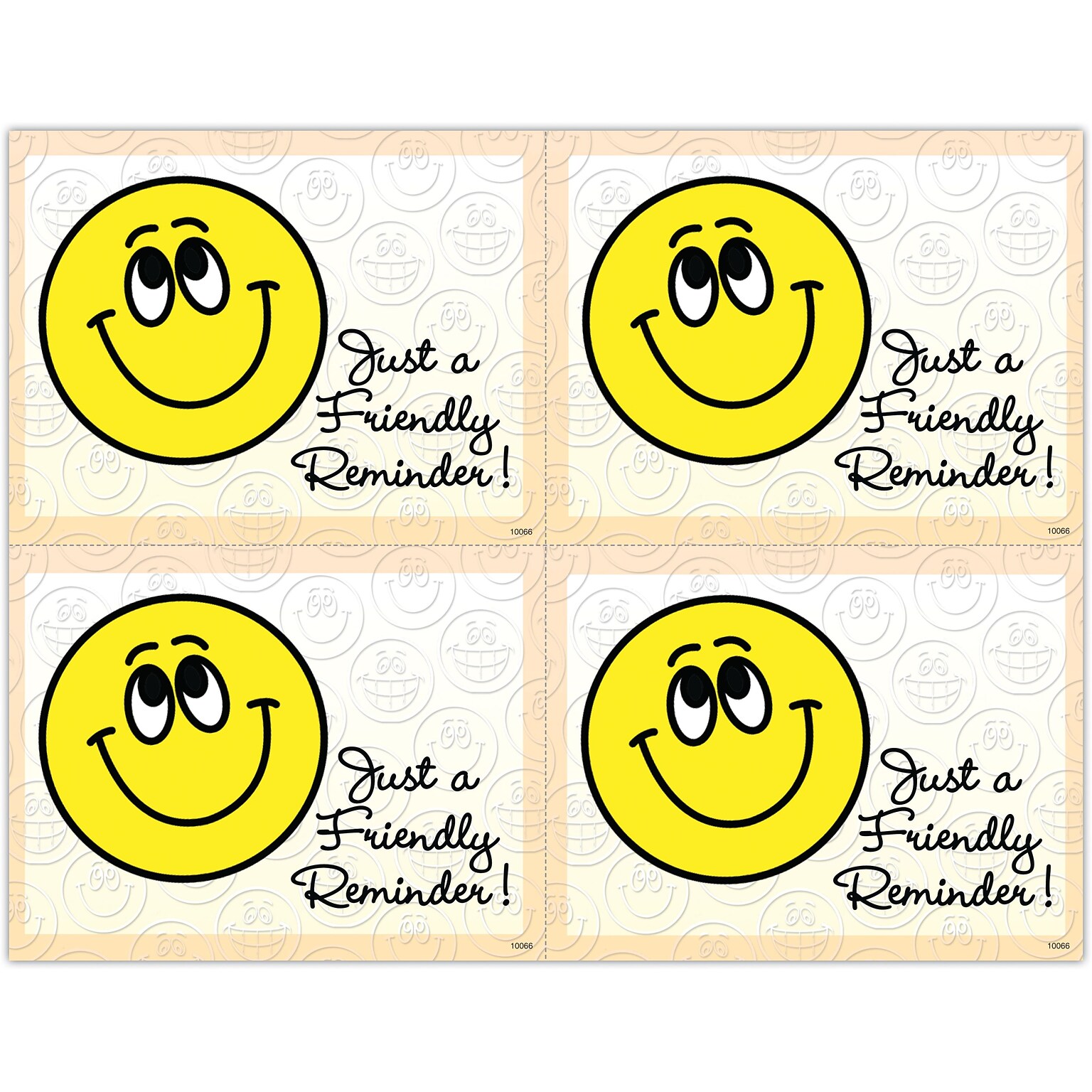 Graphic Image Postcards; for Laser Printer; Smiley Face, Just a Friendly Reminder, 100/Pk