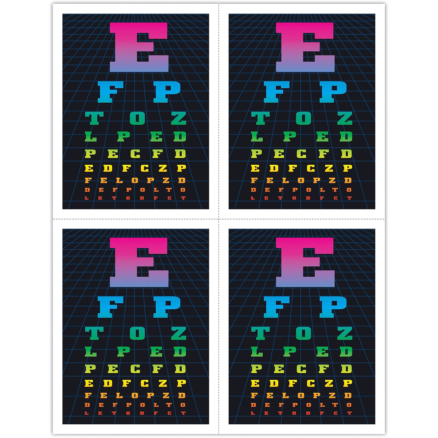 Graphic Image Postcards; for Laser Printer; Eye Chart, 100/Pk