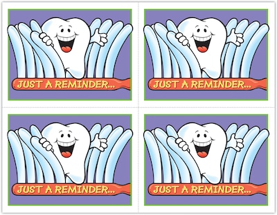 Smile Team™ Postcards; for Laser Printer; Toothbrush Peek-a-boo, 100/Pk