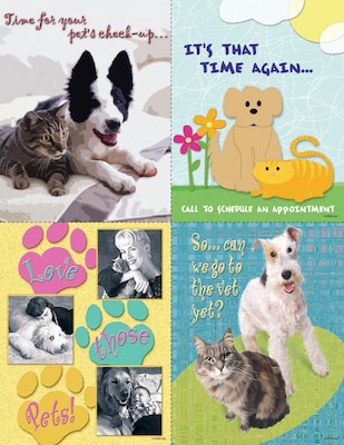 Veterinary Assorted Postcards; for Laser Printer; Reminder, 100/Pk
