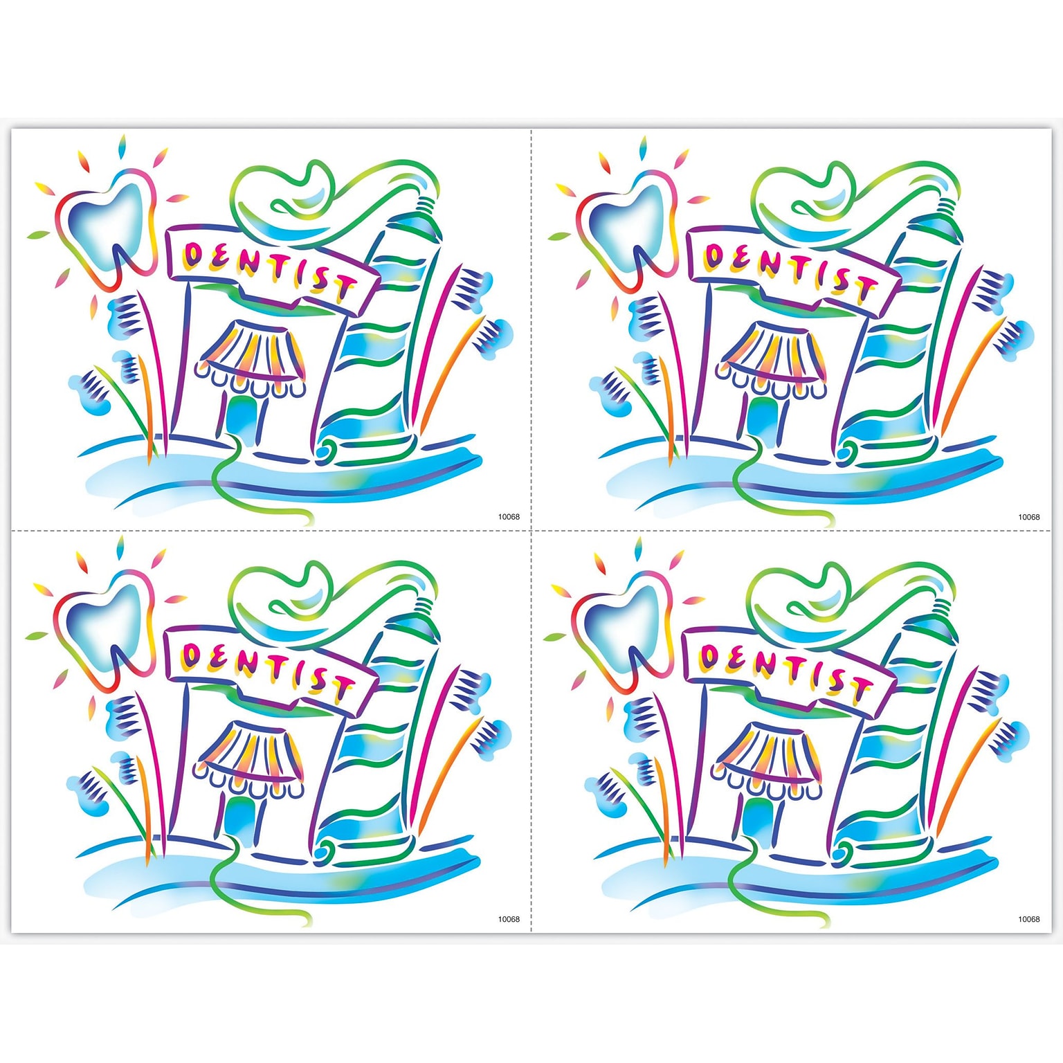 Graphic Image Postcards; for Laser Printer; Dentist, Paste and Brush, 100/Pk