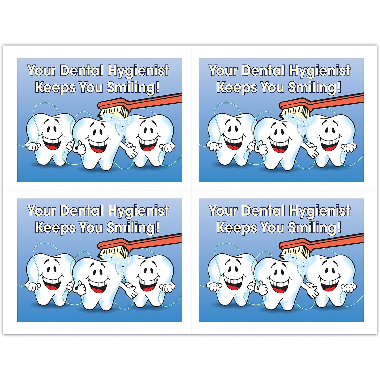 Hygienist Postcards; for Laser Printer; Smiling Teeth, 100/Pk