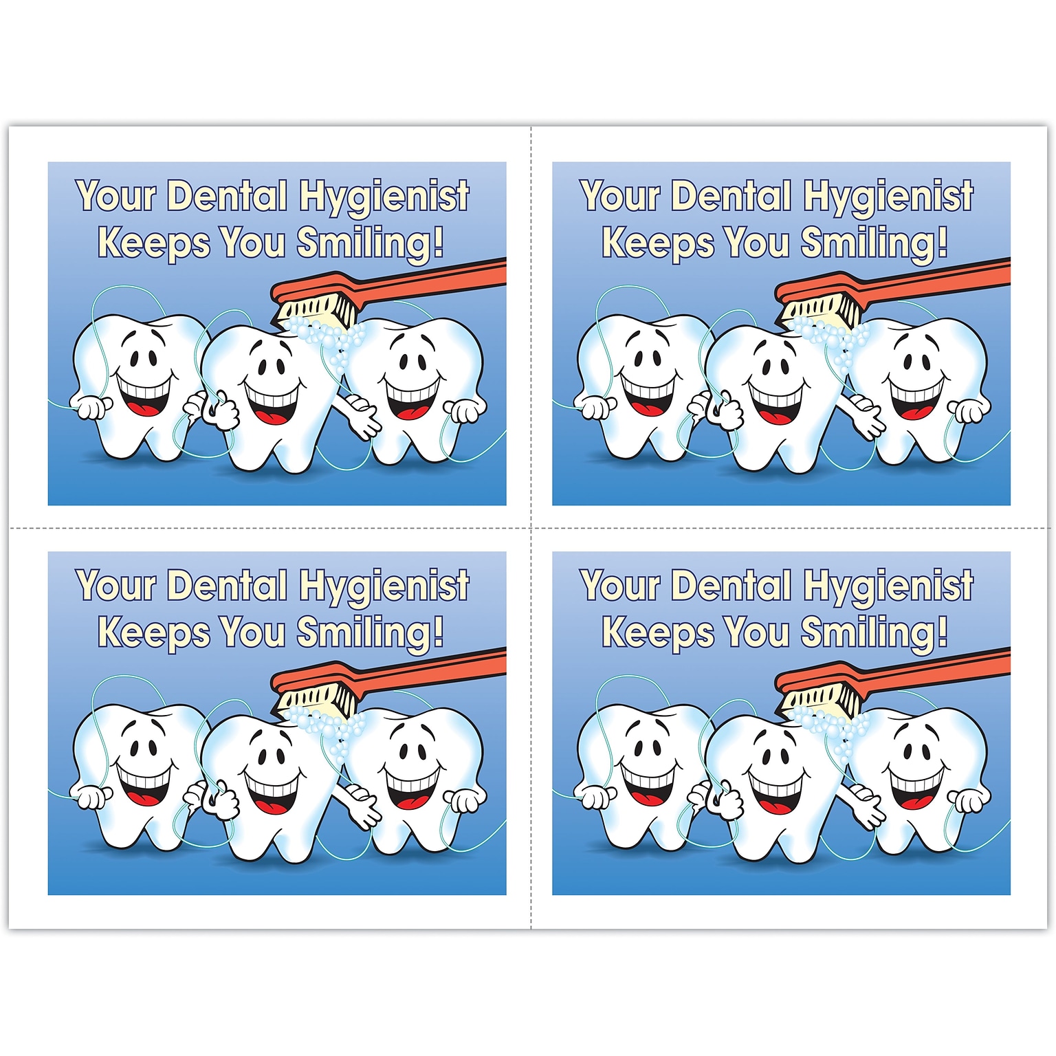 Hygienist Postcards; for Laser Printer; Smiling Teeth, 100/Pk