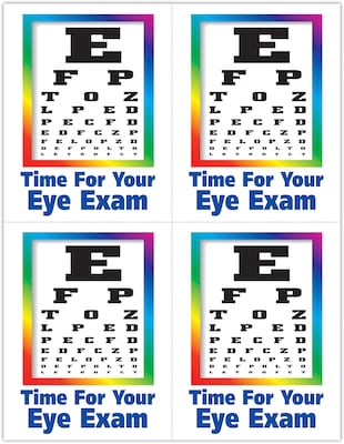 Graphic Image Postcards; for Laser Printer; Eye Chart Image, 100/Pk