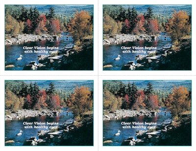 Scenic Postcards; for Laser Printer; Mountain Stream, Clear Vision begins with healthy Eyes, 100/P