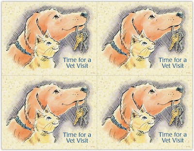 Graphic Image Postcards; for Laser Printer; Time for a Vet Visit, 100/Pk