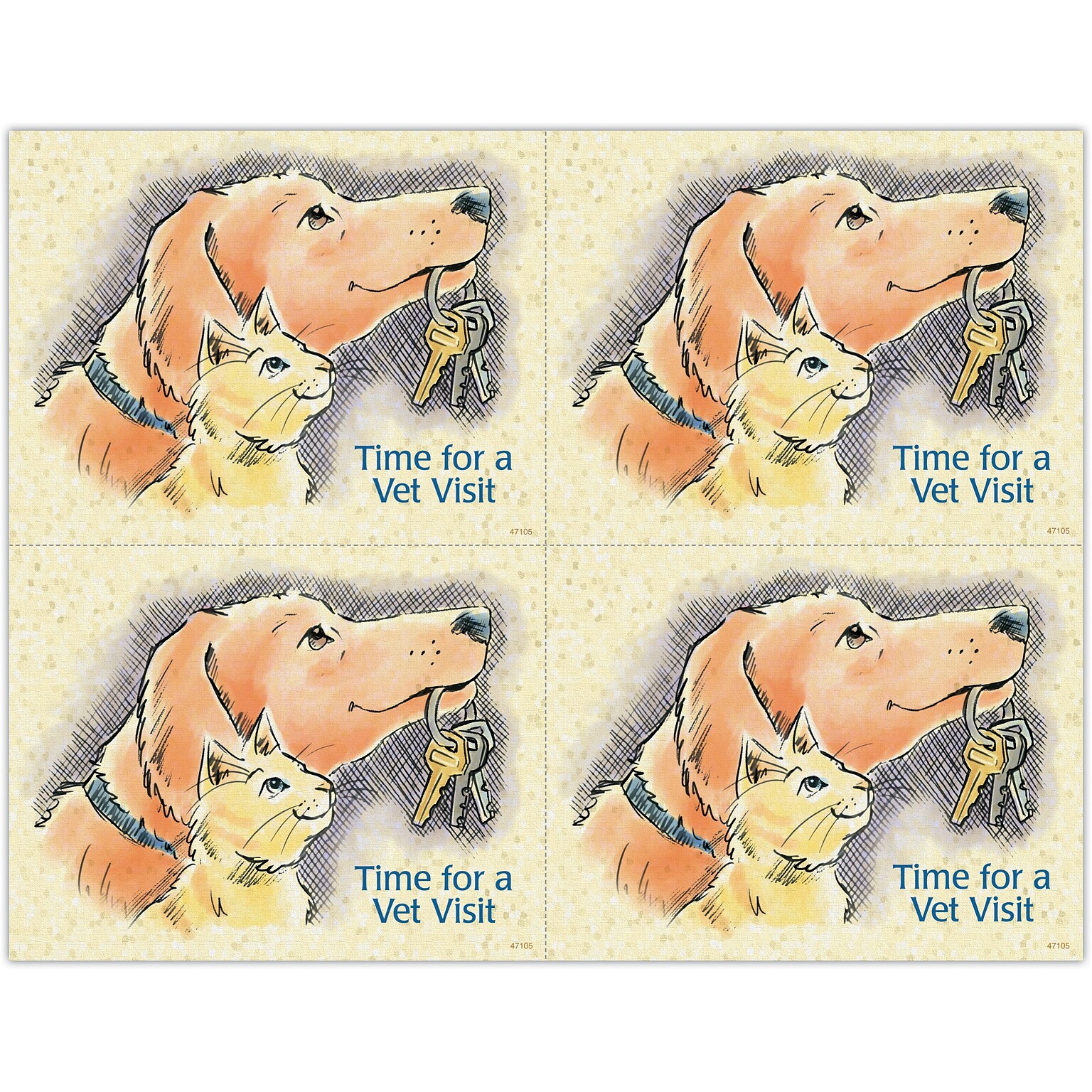 Graphic Image Postcards; for Laser Printer; Time for a Vet Visit, 100/Pk