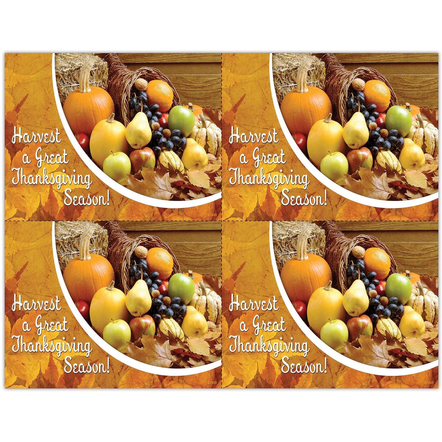 Photo Image Postcards; for Laser Printer; Thanksgiving, 100/Pk