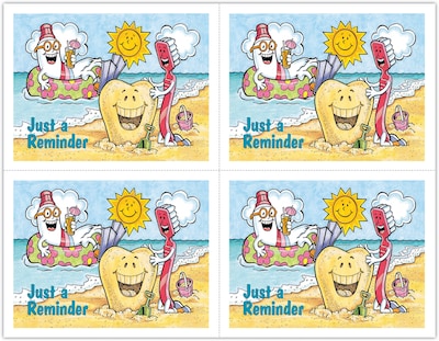 Smile Team™ Postcards; for Laser Printer; Reminder - Beach Scene, 100/Pk