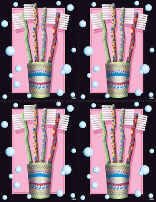 Dental Postcards; for Laser Printer; Polka Dot Toothbrush, 100/Pk