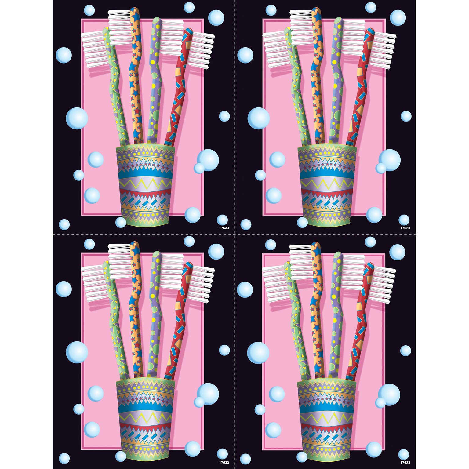 Dental Postcards; for Laser Printer; Polka Dot Toothbrush, 100/Pk