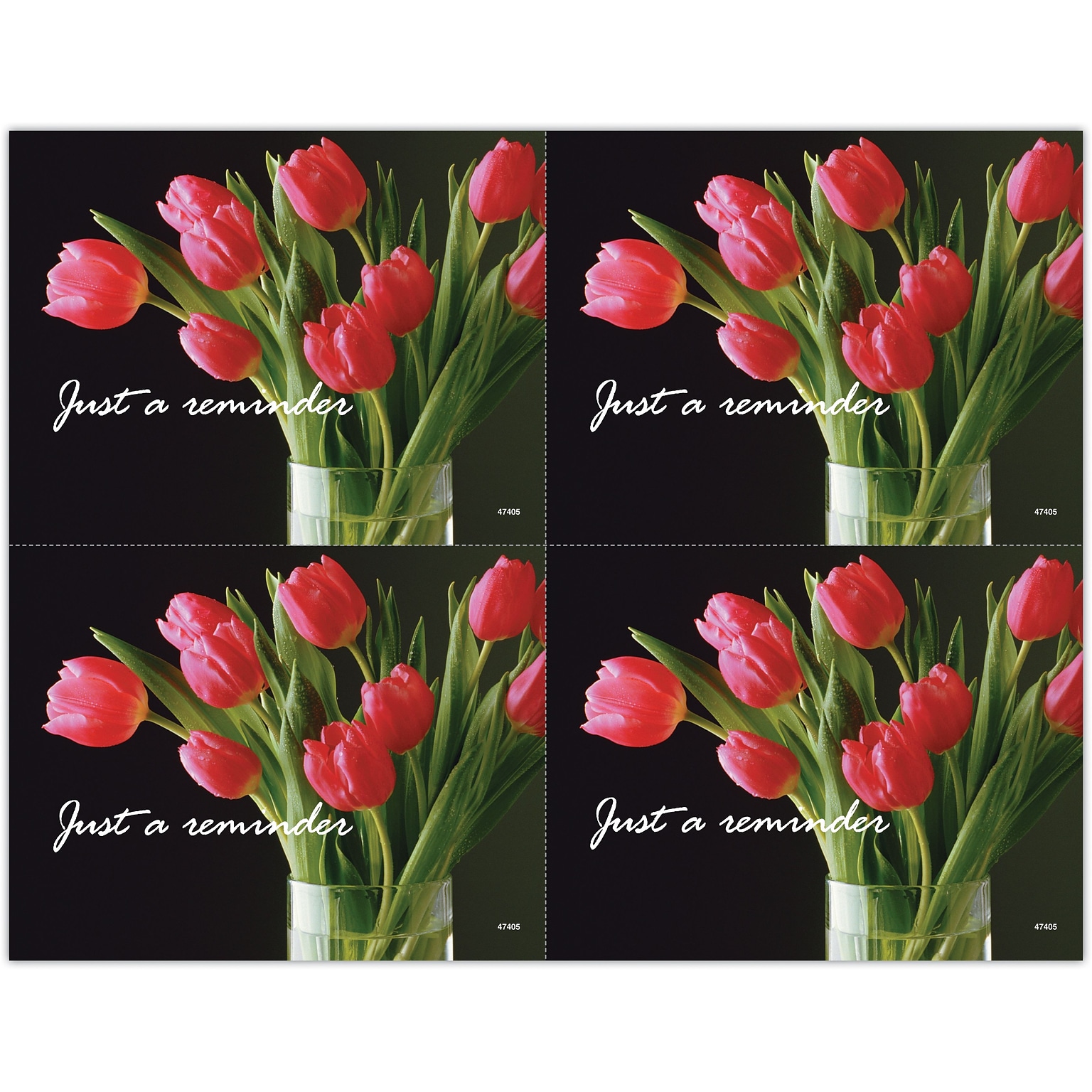 Generic Postcards; for Laser Printer; Red Tulips, 100/Pk