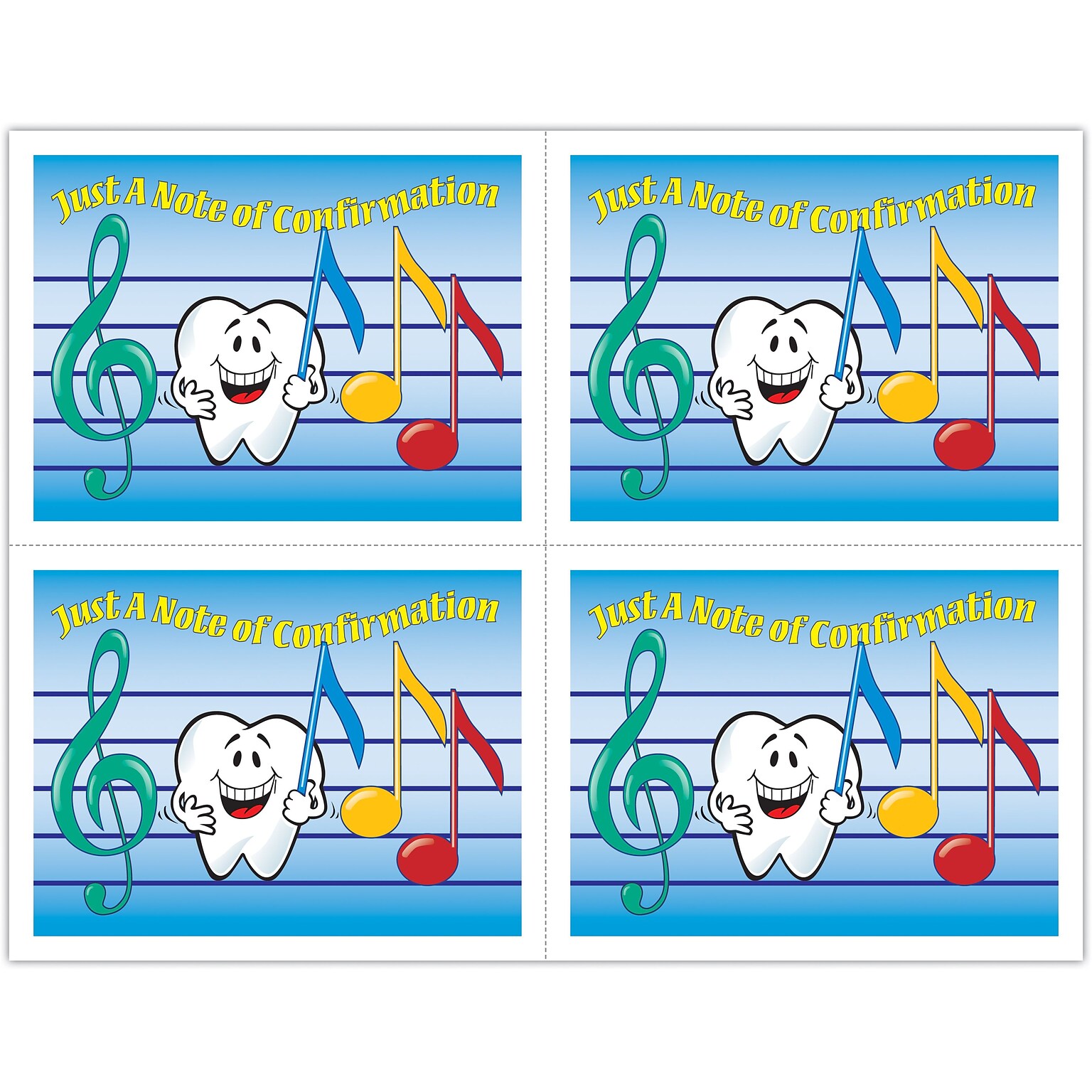 Smile Team™ Postcards; for Laser Printer; Music Notes, 100/Pk