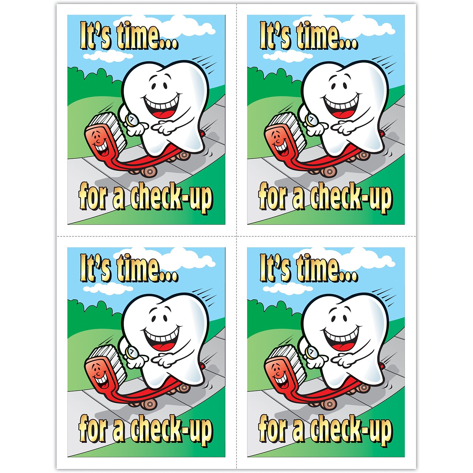 Smile Team™ Postcards; for Laser Printer; Time For Checkup, 100/Pk