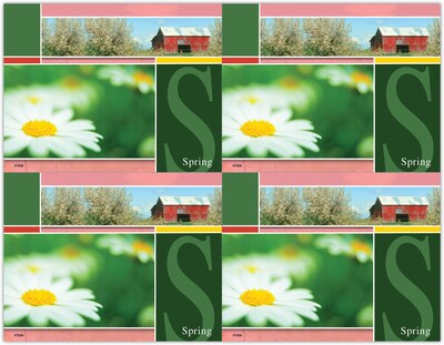 Generic Postcards; for Laser Printer; Red Barn, Spring, 100/Pk